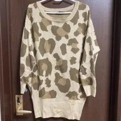 アンドバイピンキー ヒョウ柄 ニット 38 長袖 チュニック