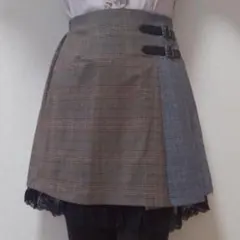 アクシーズファム・美品　柄切替チェック柄スカート