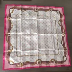 CELINE ピンク ドット柄 ハンカチ50×50