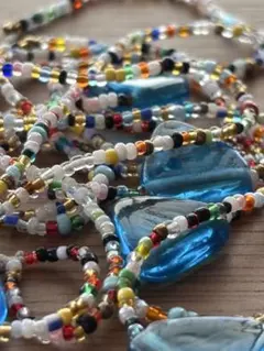 カラフルビーズのロングネックレス長さ160輪っかタイプ