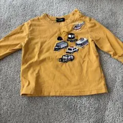 車両刺繍マスタード色Ｔシャツ 80