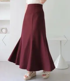 INGNI　ボルドー レースアップ フレアスカート