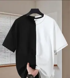 本日限定出品。バイカラー 半袖Tシャツ 黒と白