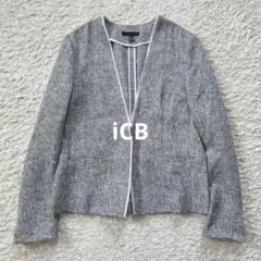 美品　iCB Tweed ジャケット　9号　グレー　ノーカラージャケット
