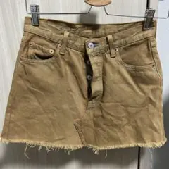 LEVI’S ブラウンデニムミニスカート ヴィンテージ加工