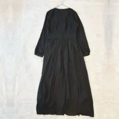 ViS レース切替 ロングワンピース ブラック フォーマル 結婚式 パーティー