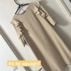 AG フリル袖 ベージュ 膝丈ワンピースのサムネイル