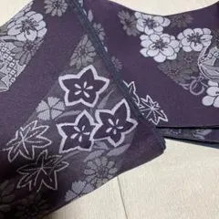 半幅帯 リバーシブル 紫地 花柄