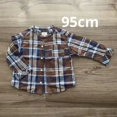 グリーンレーベルリラクシング ノーカラー チェックシャツ 95cm 男の子