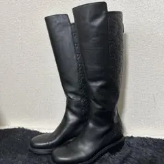 美品 GUCCI ロングブーツ モノグラム GG柄 黒 22cm