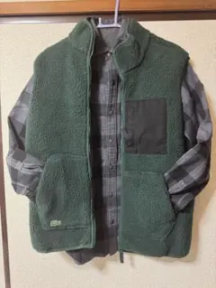 Lacoste 【セット】緑色フリースベストとグレーシャツ