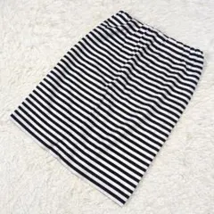 美品 イネド INED ボーダー タイトスカート 白×ネイビー 9(M)のサムネイル