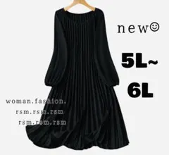 244レディース 大きいサイズ チュニック ワンピース ブラック 5L 6L