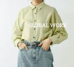 【GLOBAL WORK】イージーケアリネンバックフレアシャツ Ｌサイズのサムネイル