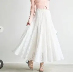 COCODEAL ココディール フェザーチュールスカート オフホワイト 1