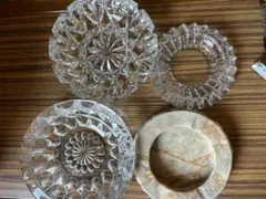 灰皿 4点セット ガラス製 大理石風 クリスタル　灰皿