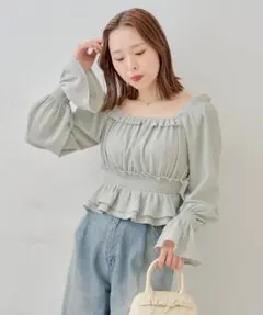 CHICO Chico チコ シャーリングパワショルフリルトップス ミントのサムネイル