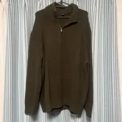オリーブグリーン ジッパー付きハイネックセーター