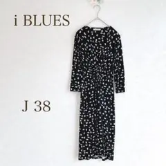 i BLUES（イブルース）　ワンピース　カットソー　長袖　総柄　黒　青　白のサムネイル