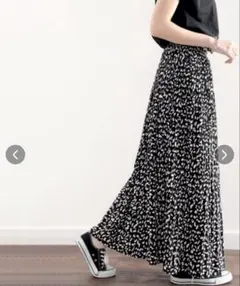 【美品】フレアスカート　レオパード柄　ウエストゴム