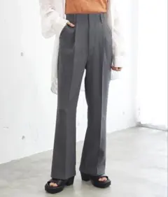 tip topハイウエスト タック入り スラックス チャコールグレー L