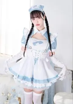 Malymoon ナース服 コスプレ衣装 ライトブルー 4点セット - メルカリ