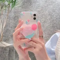 新品　iPhone11ケース＆スマホリング　セット　かわいい　花柄　携帯ケース