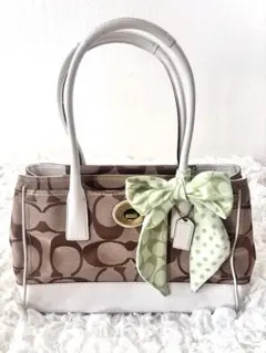 COACH コーチ シグネチャー ロゴデザイン ハンドバッグ スカーフ付