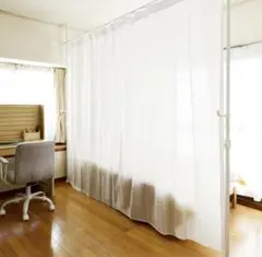 中古品】病院用ネット部分ありカーテン（クリーム色）幅400cm丈235cm