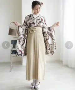 袴セット　えんじの花雪輪