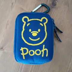 pooh プーさん ポーチ カラビナ ブルー クッション付 ベルトループ TDR
