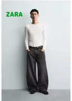 【ZARA 】バギーフィットデニム パンツ　グレー