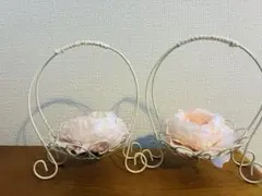 リングピロー 2個セット ピンク 花デザイン