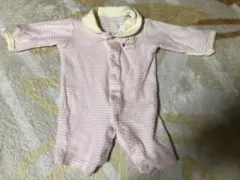 【送料無料】長袖 ロンパース  50〜60センチ ピンクボーダー