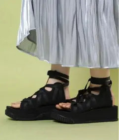 SHAKA厚底サンダル シャカ　レースアップ　リボン