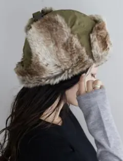 WOMEN レディース　ファッション　フライトキャップ オリーブグリーン