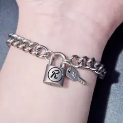 【SALE】NANA風 ロック＆キー ブレスレット シルバーチェーン 16cm