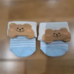 ベビー靴下 水色 クマデザイン　7～9cm　レッグウェア