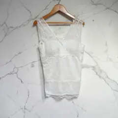 美品☆白のレースキャミ☆【Discoat】 ブラキャミ・ブラトップ付き