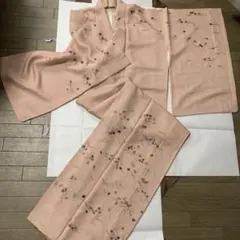 未使用】江戸小紋 鮫小紋 樋口実 作家物 落款 一つ紋 正絹 サーモン 