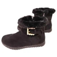 極美品★maaRu ブーツ Ｌ 24.5-25.0cm ファー パールビジュー