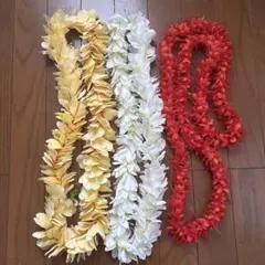 フラダンス用レイ 3本セット（黄色・白・赤）