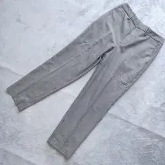 ユニクロ ギンガムチェック テーパードパンツ M相当 ストレッチ 白黒