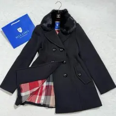 【タグ付き】バーバリーブルーレーベル 2WAYウールコート M 黒 ノバチェック 希少】バーバリーブルーレーベル ダッフルコート 全面チェック