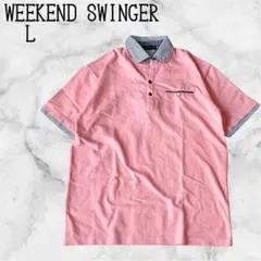 [古着] WEEKEND SWINGER レイヤード風ポロシャツ ピンク系