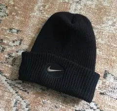 90s NIKE ナイキ 刺繍スウォッシュ　ニットキャップ ビーニー