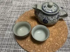 中国茶器セット 陶器製 急須と茶碗2個