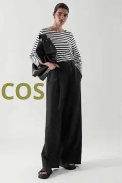 美品　COS ボーダー　白×紺　ボートネック　カットソー　七分袖　Mのサムネイル