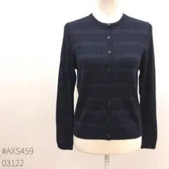 ユニクロ　メリノリブクルーネックショートカーディガン　XL ネイビー