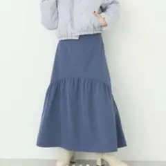 earth music&ecology イレヘム切替スカート ブルー　フリー